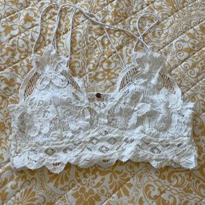 Free People FP One Adella Lace Bralette Womens Small White Crotchet Strappy